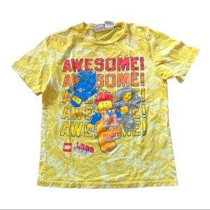 Kids repurposed bleached tee Lego Movie